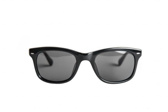 A stylish pair of black sunglasses displayed against a clean. white background. highlighting their sleek design and modern appeal. perfect for fashion or accessory promotions