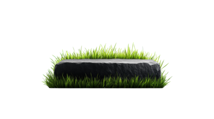 Stone Headstone on Grass with Transparent Background