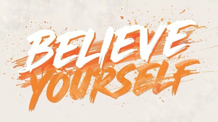 Believe yourself motivational typography with orange splatter