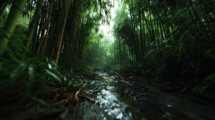 Bamboo forest stream path