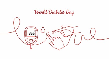 World diabetes day continuous line drawing illustration isolated on white background