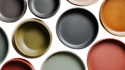 Colorful, ceramic bowls, a vibrant tabletop still life