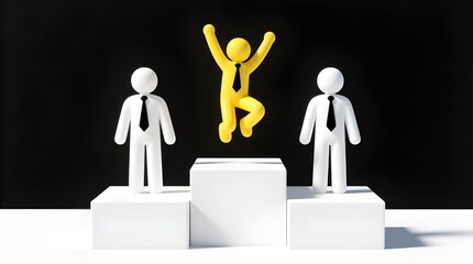 Celebrating Team Success on Podium Illustration - Achievement, winner, competition, award, figures, illustration, concept