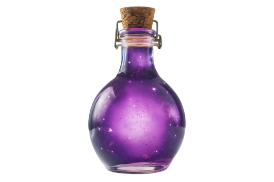 Magic Fluid in Small Bottle Isolated on Transparent Background PNG