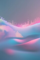 professional photo of a soft glitch effect with chaotic colored pixels in the background gradually dissolving into smooth calming tones in the foreground representing conceptual emotional regulation w