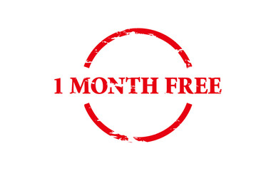 1 MONTH FREE - Red Rubber Stamp with text message 1 MONTH FREE 
