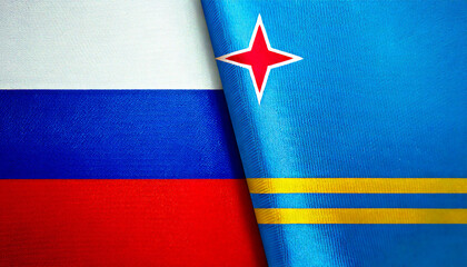 ロシアの国旗とオランダ領アルバの国旗(Russian Federatio flag & Aruba flag.)
