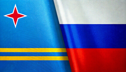 ロシアの国旗とオランダ領アルバの国旗(Russian Federatio flag & Aruba flag.)
