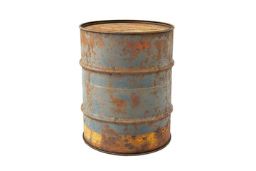 Obraz premium Industrial Metal Barrel with Rust Texture Transparent Background PNG