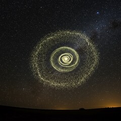 Spiral galaxy formation in night sky