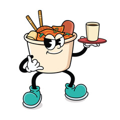 Retro Cartoon Korean Food Kimchi Cup Serving Coffee or Tea