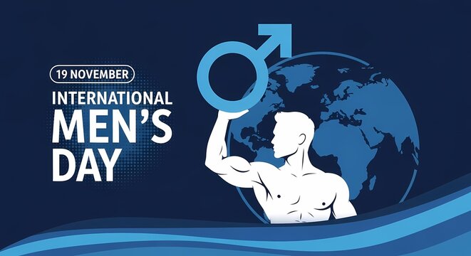 International mens day illustration with male symbol isolated on white background
