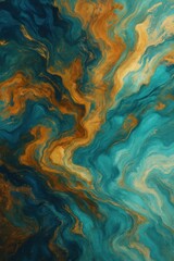Golden teal fluid abstract design