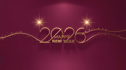 Elegant 2026 happy new year design with golden details on red background