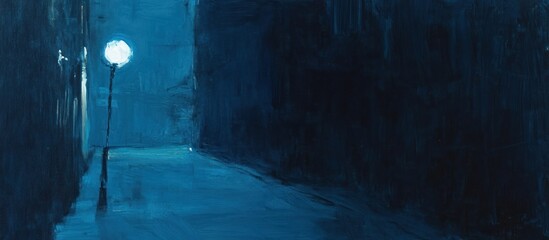 A lone streetlight illuminates a dark street corner on a quiet night