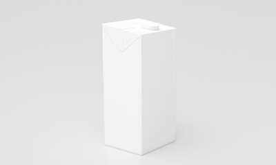Clean white carton beverage packaging mockup with screw cap for dairy or juice product branding