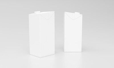 Clean white beverage cartons ready for branding and product placement in a modern studio mockup