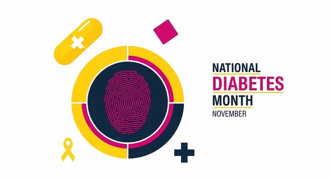 National diabetes month awareness campaign isolated on white background