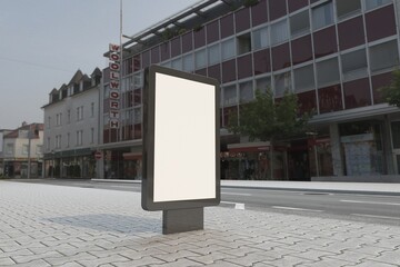 Blank billboard standing tall on city street ready for striking advertising campaign or impactful promotional design