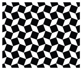Seamless black and white cubic optical illusion pattern