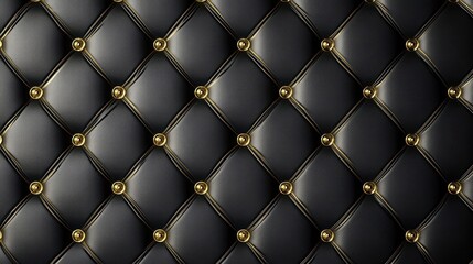 Elegant black leather upholstery with gold accents creates a luxurious feel
