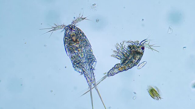 Sea planktons - Copepods, Microscope magnification 20x