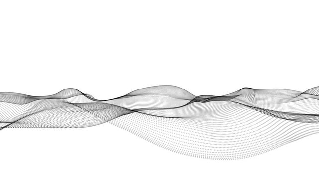 Abstract wave shape. Particles on white background in slow motion. Seamless loop	 4k
