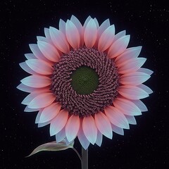 Pink sunflower in space