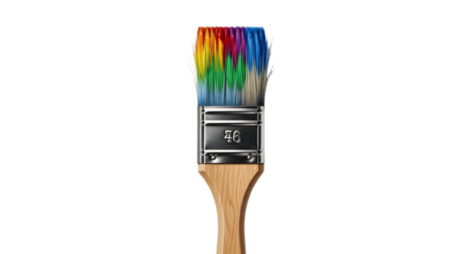Paintbrush colors painting art artistic brush strokes rainbow creative design tool equipment bright on transparent background