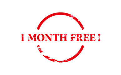 1 MONTH FREE ! - Red Rubber Stamp with text message 1 MONTH FREE ! 
