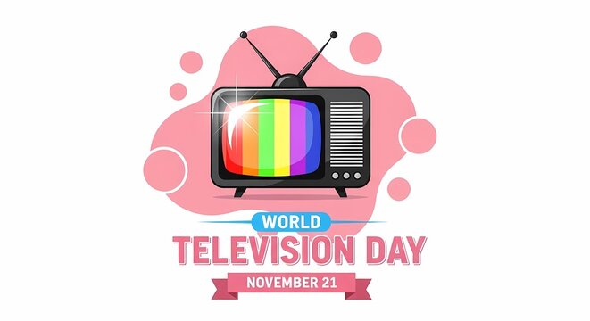 World television day illustration with tv set isolated on white background