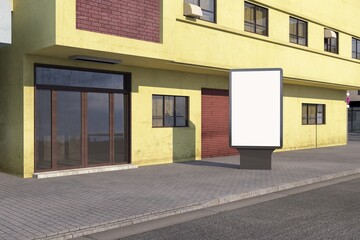 Blank billboard on city street offers prime advertising space for commercial promotions and announcements