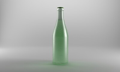 Refreshing sparkling water in a cool glass bottle with condensation for your thirst quenching summer designs