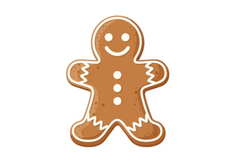 Gingerbread Man Cookie Illustration: Festive Holiday Treat.