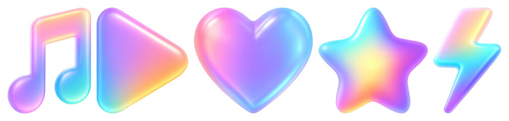 Colorful holographic icon set