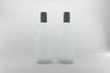 Two elegant wine bottles with black caps, perfect for restaurant branding and sophisticated events