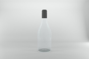Elegant empty wine bottle with a dark cap, perfect for showcasing your product, concept design.