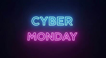 Cyber monday neon sign on dark background, promotional sale event concept