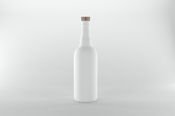 Elegant white wine bottle mockup with cork stopper, perfect for beverage branding and design projects