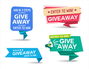 Giveaway enter and win word illustration gift box surprise style for social media