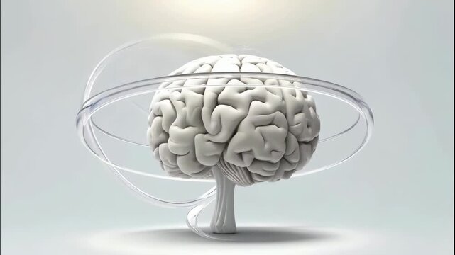 Brain scan with transparent circles represents medical innovation, intelligence, and mental health awareness, offering a modern scientific visualization