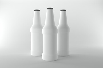 Clean white beer bottle mockup with black cap ready for branding and advertising campaigns