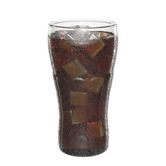 Glass of cola (soda) with ice, droplets isolated transparent background 3d rendering PNG
