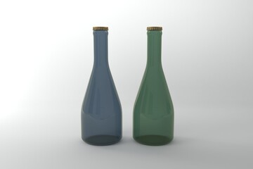 Elegant blue and green glass bottles ready for branding, product display, or beverage promotions