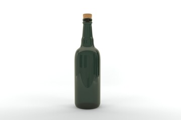 Elegant green bottle with cork, perfect for wine or spirits, ready for your brand's design