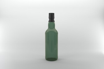 Elegant green glass bottle with black cap, perfect for showcasing premium liquor products