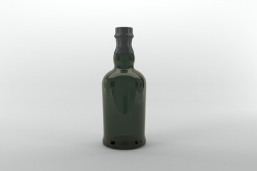 Elegant green glass bottle with black cap, perfect for showcasing premium liquor or wine concepts