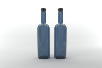 Elegant blue glass bottles ready for branding, perfect for beverages, product design, and lifestyle