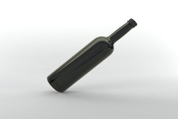 Elegant black wine bottle on white background, perfect for restaurant menu design and advertising