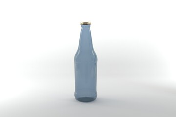 Elegant blue beer bottle with gold cap, ideal for beverage, bar, and restaurant branding campaigns